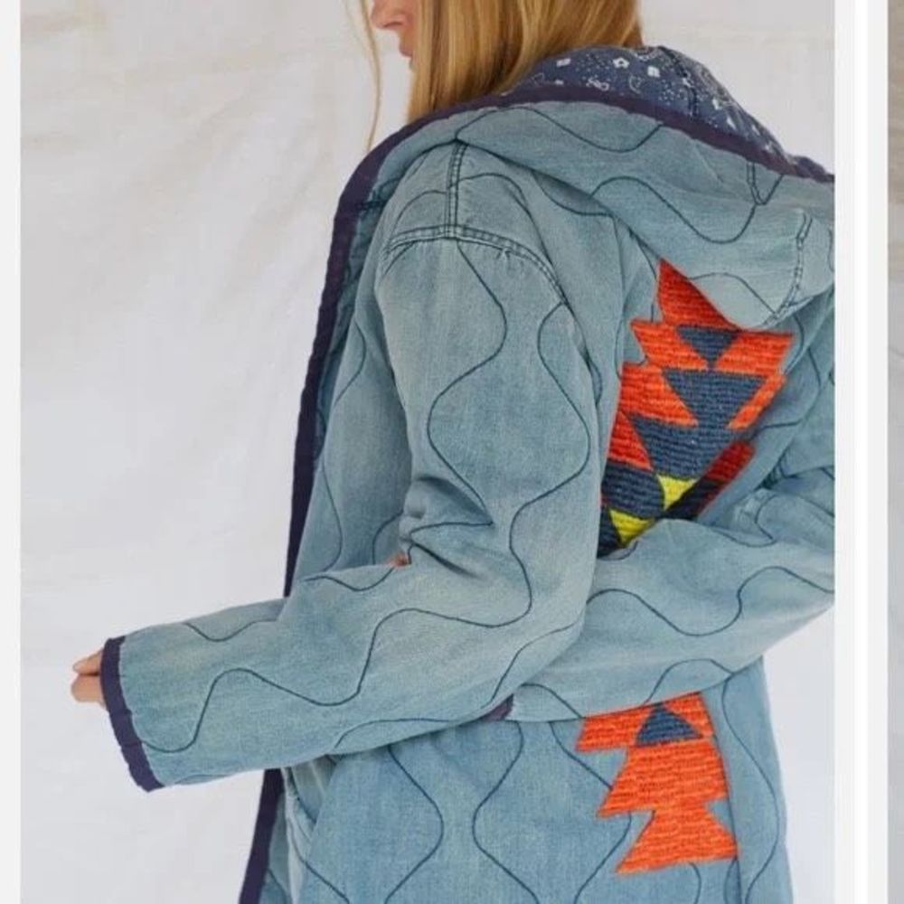Free People by Dr. Collectors Reversible Denim Windbreaker - Picture 2 of 16